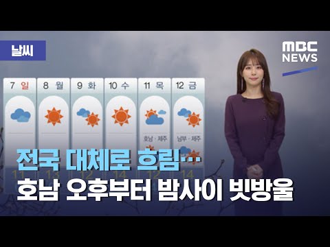 [날씨] <strong>전국</strong> 대체로 흐림…<strong>호남</strong> 오후부터 밤사이 빗방울 (2021.03.06/12MBC뉴스)