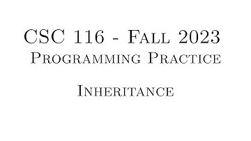 C++ Programming Practice (Fall 2023) - 8.01 - Inheritance