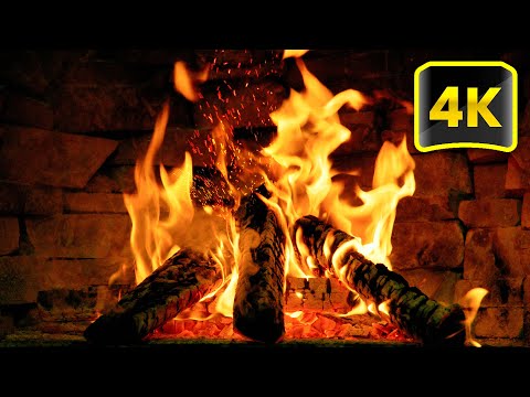Warm Fireplace Burning For Relaxation | Cozy Fireplace 4K x Crackling Fire Sounds 3 Hours