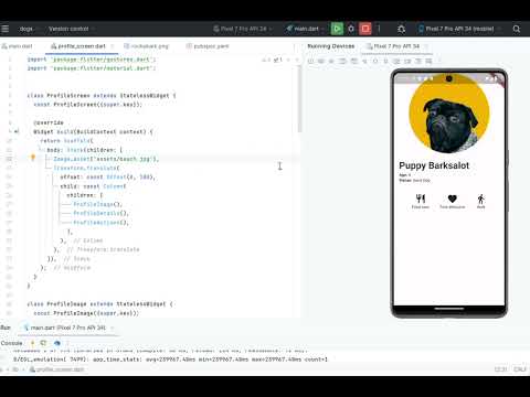 UI with stack widget. Example Flutter mobile app.