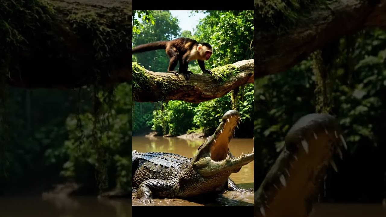 Hahahaha #shortvideo #crocodile #shorts #monkey