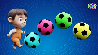 Learn Colors with soccer ball - Kids play football and dancing - Kutty Kids TV