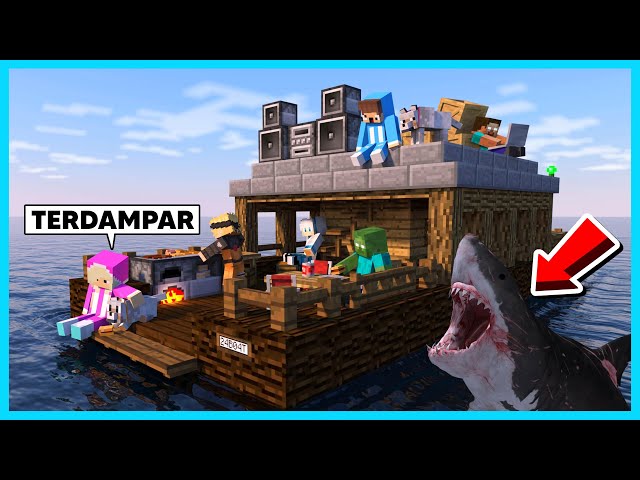 MIPAN u0026 ZUZUZU Tersesat Di Tengah Laut Dengan Kapal Kecil! ADA HIU - Minecraft Survival Indonesia class=