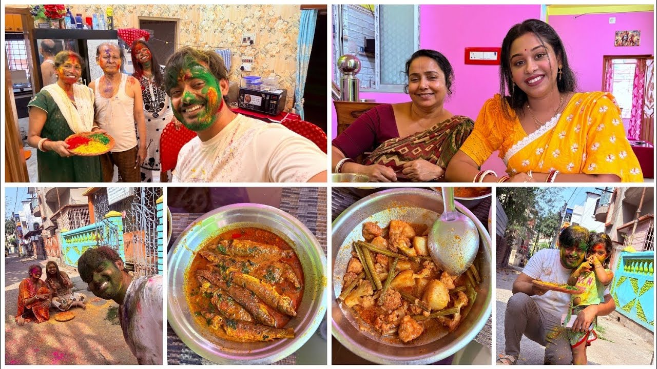শ্বশুরবাড়ি বাপের বাড়ি মিলিয়ে জমজমাট Holi celebrations ❤️ | মা বাবা কে স্টেশনে ছেড়ে আসতে হলো 😰 | puja
