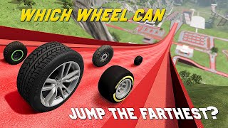 Which Car Wheel Can Jump The Farthest? #5 - BeamNG Drive