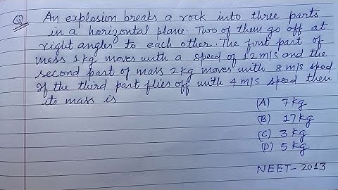 An explosion breaks a rock into three parts in a horizontal plane.... | neet physics pyqs | nlm