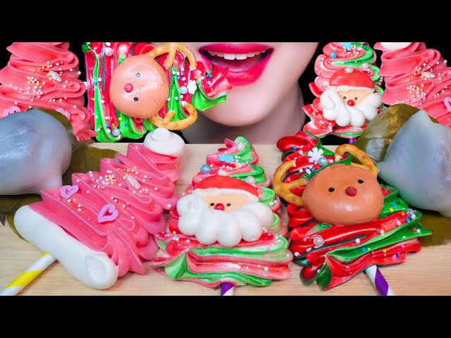 ASMR🎄MERINGUE, STRAWBERRY RICE CAKE🍓크리스마스 머랭, 딸기 망개떡 먹방 REAL EATING SOUNDS 咀嚼音