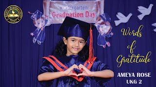 WORDS OF GRATITUDE | Graduation Day 202122 | Jeevass Kindergarten | Ameya Rose UKG 2