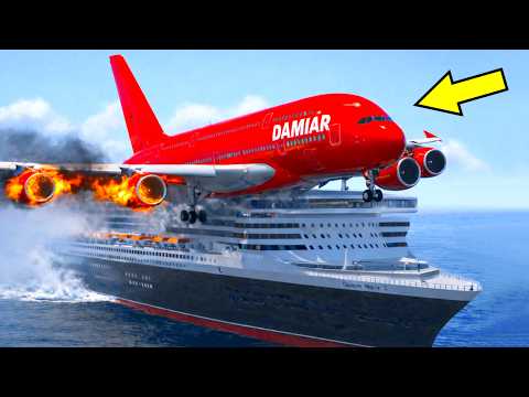 Airplane Makes Emergency Landing On Queen Mary 2 Ship In The Ocean | GTA 5