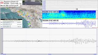 M 4.5 - 6km N of Johnson Lane, Nevada 3/20/20 - RaspberryShake 4D Seismograph - Chino  Hills, CA