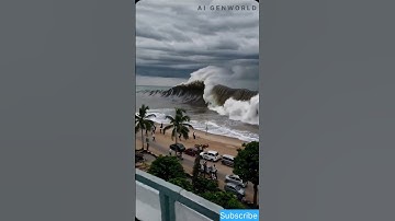 Scary Tsunami waves at Marina Beach- Ai Generated #tsunami