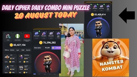 20 August Hamster 🐹 Kombat Daily Combo Daily Cipher Complete ✅ Daily Tasks Complete