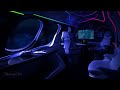 Peaceful dark futuristic office brown noise flight ambience  gradient lighting  sleeping reading