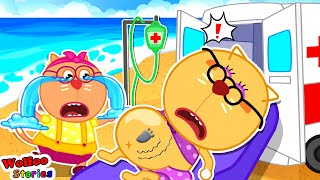 Oh Noo! Mommy Got a Boo Boo!  Kat Takes Care of Pregnant Mommy at the Beach @KatFamilyChannel
