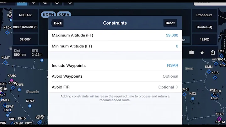 ForeFlight How-To: Recommended Route Constraints
