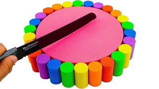 Satisfying Video l Kinetic Sand Rainbow Pink Cake Cutting ASMR