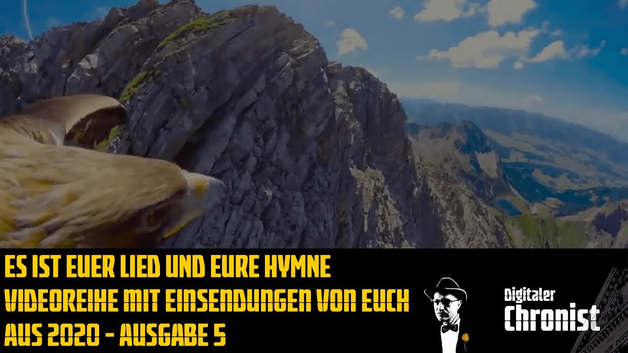 Liebe Zuschauer, das ist das fünfte Video aus der Reihe "Es ist Euer Lied", das wir im April 2020 auf YouTube veröffentlicht haben. Wir baten Euch um Einsendungen "Eures" Deutschlands. Landschaften, Bauwerke, Produkte, was auch immer. Wir haben viel Material erhalten und Uwe hat daraus wunderbare Videos erstellt. Aufgrund Verwarnungen, Kanallöschung usw. durch YouTube ist diese Reihe verloren gegangen. Wir werden alle Videos erneut in den nächsten Wochen veröffentlichen!
Danke an Uwe, für die Erstellung und dass die Videos gesichert wurden.
Euer Thomas

Dieses Video wurde mit den Clips erstellt, die bis Freitag, den 17.04.2020, 13:22 Uhr eingegangen sind.
Fortsetzung folgt...!

Herzlichen Dank an...

Stefan G. - die anderen Seite der Stadt Bautzen;
Henry D-T - Zugspitze;
Markus G. - Radeln in Südbaden;
TheSeiker - Waldblick;
Georg S. - Schloss Linderhof;
Christina S. - Berlin Charlottenburg;
Marvin M. - Bodensee;
Silko E. - Creuzburg-Scherbda;
Thomas S. - Schloß Lichtenstein;
Michael - Steinheim am Albuch;
Markus - Rundumblick von der St. Georgs Kirche auf dem Auerberg;
Hans H. - Schafwiese bei Köln;
broodzeit - Weserbergland Bodenwerder und Viadukt Altenbeken;
André P. - Bergwitzsee;
Vater vom Steve & Mike - Waltershausen;
Gümpel S. - Kyffhäuserdenkmal.


Der Souverän ist das VOLK!!! Art20(2) GG 
UNSERE HYMNE!!!
UNSER LAND!!!
Nochmals einen ganz herzlichen Dank für ALLE eingesendeten Videos, Fotos und Links!!!

Alle Videos, die wir veröffentlichen (also auch die, die für YouTube ungeeignet sind) findet Ihr hier:
Netzseite: https://www.digitaler-chronist.com
https://t.me/DC_Mediathek

Bitte abonniert unsere Alternativ-Kanäle odysee, Bitchute, rumble:
https://odysee.com/@Digitaler.Chronist:8
https://www.bitchute.com/channel/TIIWbiMf6vvT/
https://rumble.com/user/DigitalerChronist

Digitaler Chronist auf Telegram: https://t.me/DigitalChronist

Alle unsere Kanäle auf einer Seite, bitte folgt uns auch auf den anderen Plattformen, man weiß nie...
https://www.digitaler-chronist.com/alle-unsere-kanaele-auf-einen-blick/

Wenn Ihr unsere Arbeit unterstützen möchtet...
Neue Bankverbindung, bisheriges Konto wurde mit Hinweis auf die AGBs ohne weitere Begründung gekündigt.
Bankverbindung:
N26
Thomas Grabinger
IBAN: DE76 1001 1001 2624 5985 47
BIC: NTSBDEB1XXX

Ko-fi
https://ko-fi.com/digitalerchronist

Mit Apple Pay oder Kreditkarte bei Stripe
https://buy.stripe.com/cN229tfIdb749KU288

Bitcoin: 3Mq26ouX6QZAQcyyb79hjPjFcrgENBVBec

#DigitalerChronist, #DC
#CO2istLeben, #WachAuf, #ausGEZahlt

Hintergrund: Eigenproduktion
Es handelt sich hierbei um Polit-Satire.
Falls sich irgendjemand beleidigt fühlt, bitte ich um Entschuldigung! 
Art. 5 III Satz 1 GG, Kunst- und Wissenschaftsfreiheit
