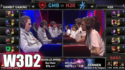 Gambit vs H2K Gaming | S5 EU LCS Spring 2015 Week 3 Day 2 | GMB vs H2k W3D2G2 VOD 60FPS