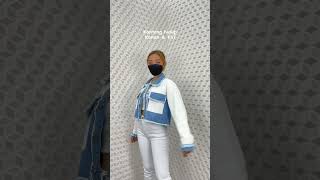 Jaket Jeans Crop Wanita Rawis Korean Style Putih Biru Premium Calia