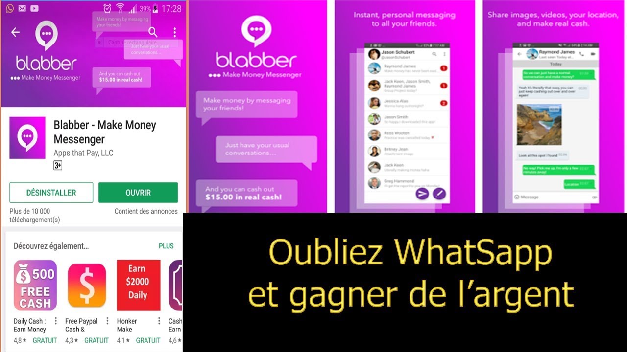 Envoyer des messages et gagner de l'argent ( oublier Whatsapp)