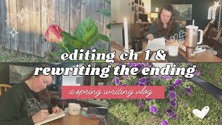 SPRING WRITING VLOG: editing ch 1 of my fantasy romance novel & rewriting the ending