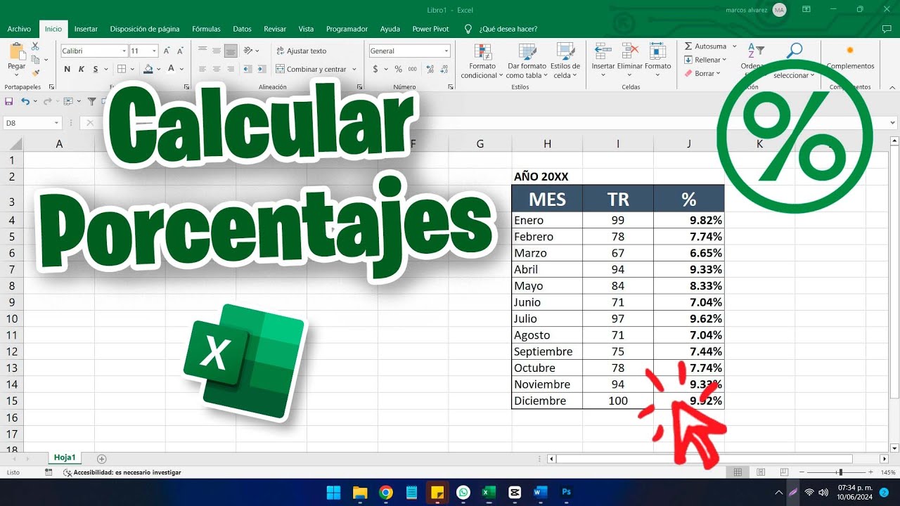 Como Calcular Porcentaje en Excel - YouTube