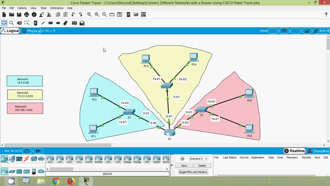 Connect Different Networks with a Router Using Packet Tracer - YouTube