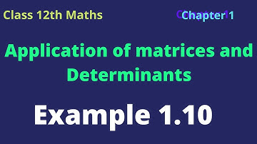 Class 12th Maths | Example 1.10 | Applications of Matrices and determinants #tnscert