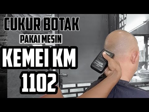 cukur botak || pakai mesin shaver kemei km 1102 || tutorial rambut botak