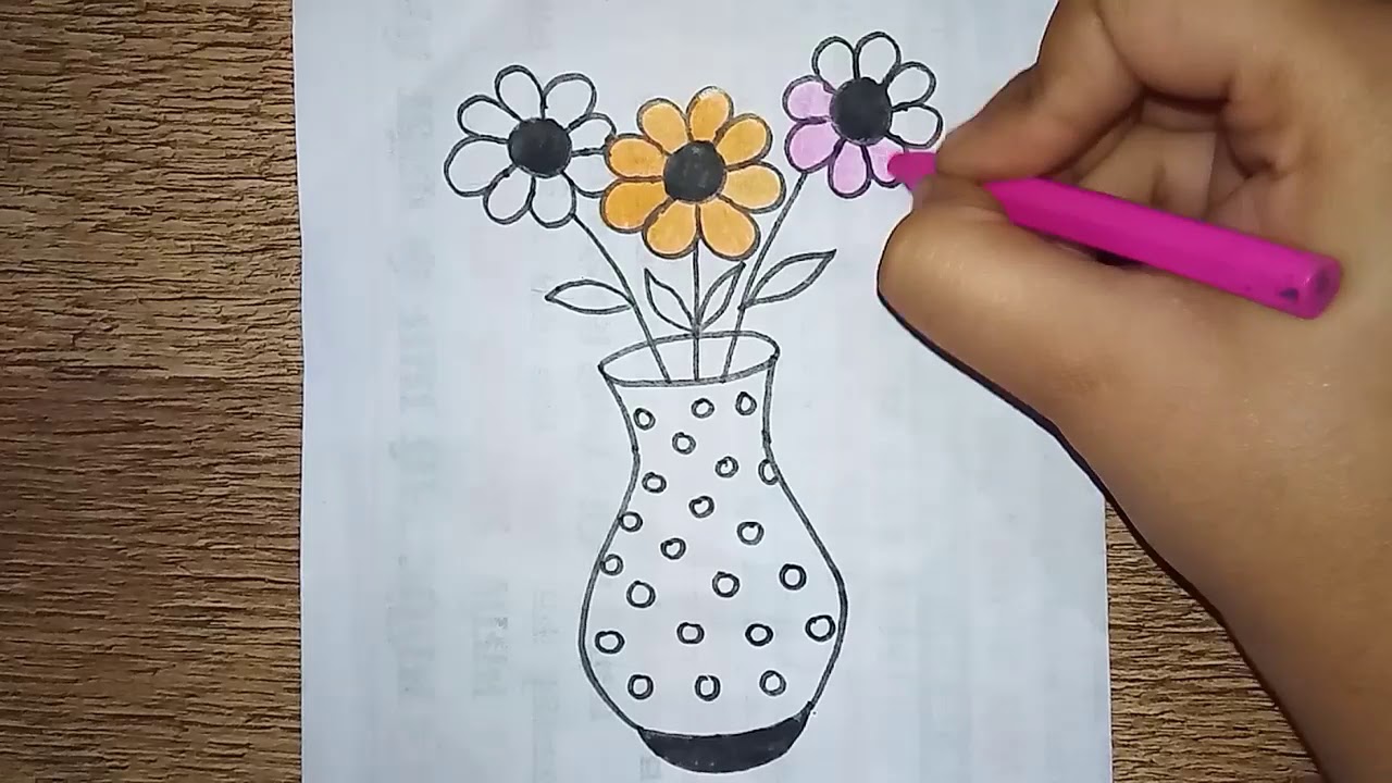 Flower Vase Drawing Easy Step By Step Infoupdate