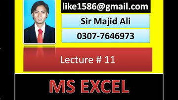MS Office | Excel | Ms Excel |Ms Excel in Urdu| by |Sir Majid Ali| Lecture 11| conditional formating