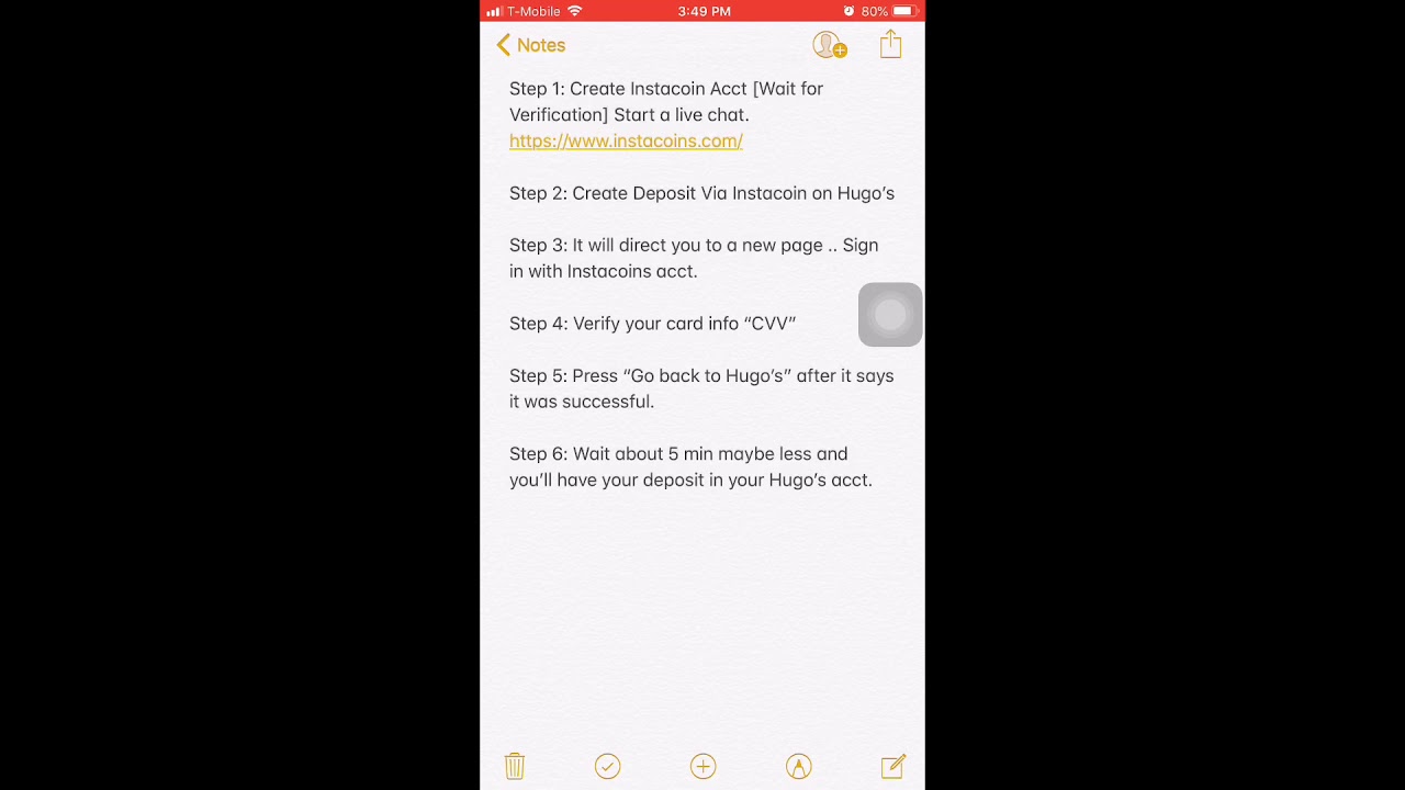 How to make a deposit via Instacoins with Hugo’sway YouTube