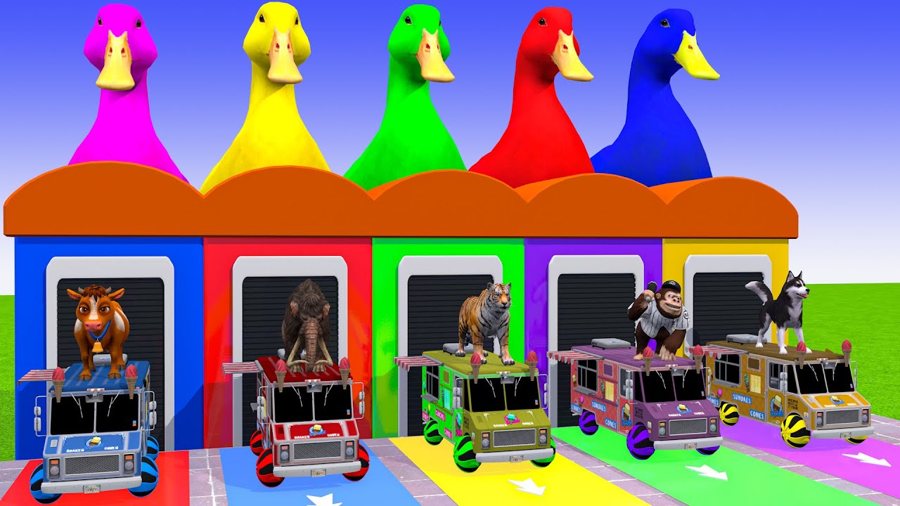 Long Slide Game With Cow Elephant Gorilla Hippopotamus Tiger 3d Animal Game Funny 3d Animals