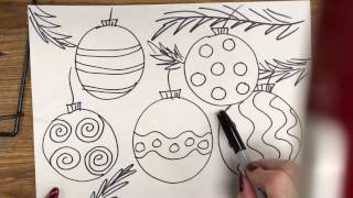 christmas drawing designs draw balls patterns line drawings grade christma paintingvalley