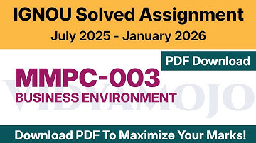 IGNOU MMPC 003 Solved Assignment 2025-26 PDF Download | IGNOU MBA