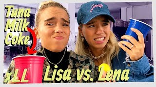 Lisa&amp;Lena - Beer Pong With DISGUSTING Things! 🤢 (CHALLENGE) | xLL