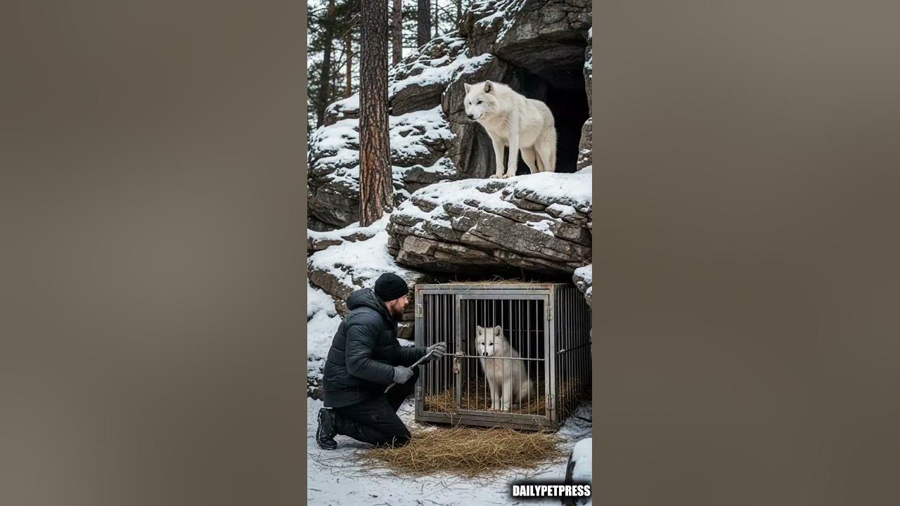 Mother Snow Wolf Saves Her Cubs with the Help of an hero! #animals #rescueanimals #humanity
