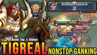 MVP Tank!! Annoying Roamer Tigreal NonStop Ganking!! - Build Top 1 Global Tigreal -MLBB