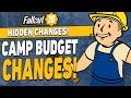 New camp budget changes in fallout 76