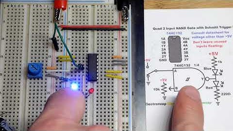 74HC132 Quad Schmitt Trigger NAND Gates Integrated Circuit IC demo