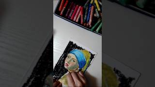 Drawing Processgirl With A Pearl Earring, Oil Pastel