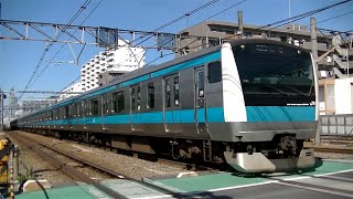 JR京浜東北線E233系サイ141編成各駅停車大船行き 川崎－鶴見の踏切通過