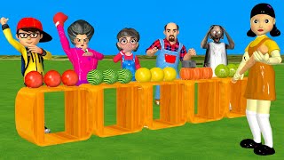 Scary Teacher 3D Vs Squid Game Challenge of Punching Fruits Up to 3 Times Miss T Vs 4 Neighbors