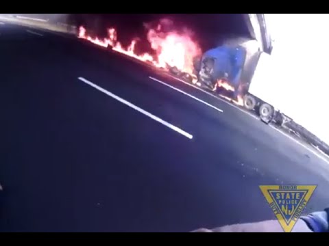 Troopers Rescue Trucker From Burning Rig