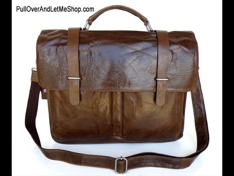 Philip -- Brown Leather Laptop Bag - YouTube