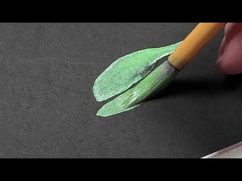 Metallic Green Liquid Sumi Ink - swatch on black paper