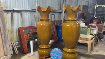 Cặp lục bình gỗ xà cừ nguyên khối 1m8x54 hàng đặt của A Thuyên ở Hải Dương