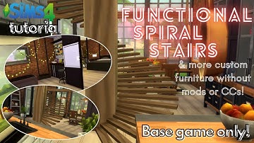 "FUNCTIONAL" SPIRAL STAIRS IN THE SIMS 4?! + more custom furniture w/out CCs, BASE GAME | TUTORIAL ✨