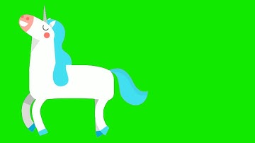 cool cute unicorn cartoon walking cycle animation green screen video for Youtubers copyright free.