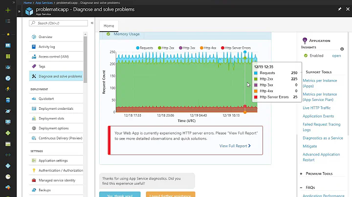 Diagnose Azure App Serivce (Web App) - HTTP 500 Server Errors